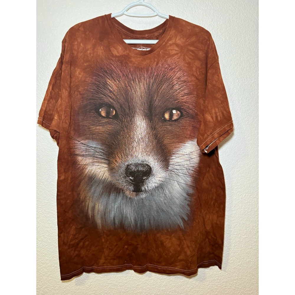 Vintage The Mountain Fox Graphic Print T-Shirt, Brown, Crew Neck, Size XL